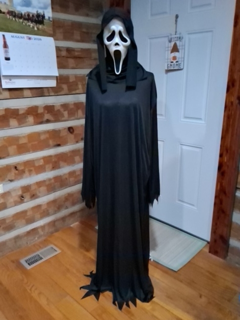 Kids Black Scream-Style Hooded Costume with White Mask